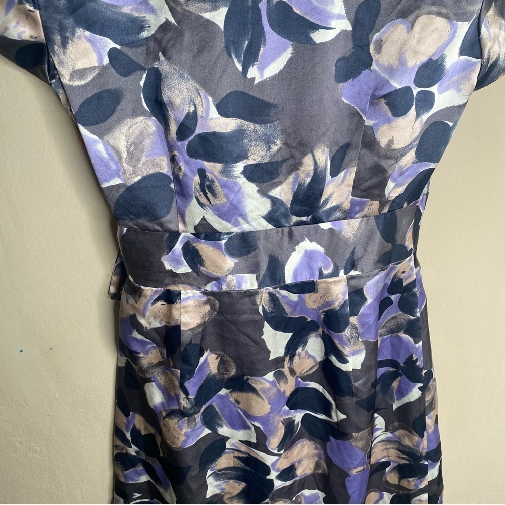 Banana Republic Short Sleeve Silk Dress Retro Pattern Size 0 Petite - Picture 6 of 16